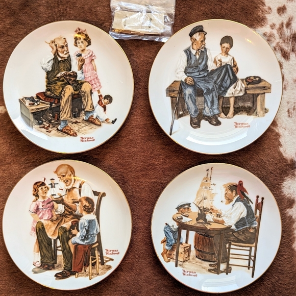 1982 Norman Rockwell International Collectors Set Of 4 Porcelain Plates In Box - Picture 1 of 12